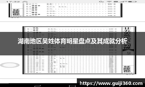 湖南地区吴姓体育明星盘点及其成就分析